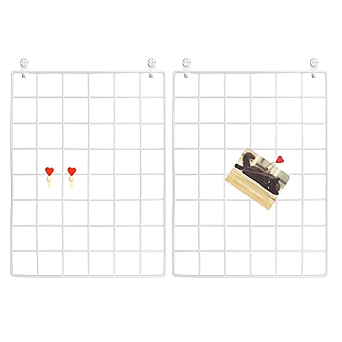 Wire Wall Grid Photo Display Panel Set - 2 Pack White Memo Organizer