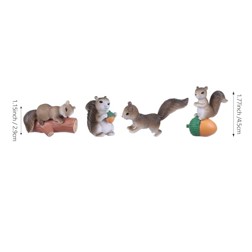 Miniature Squirrel Figurines Set of 8 - Resin Animal Decor for Fairy Garden