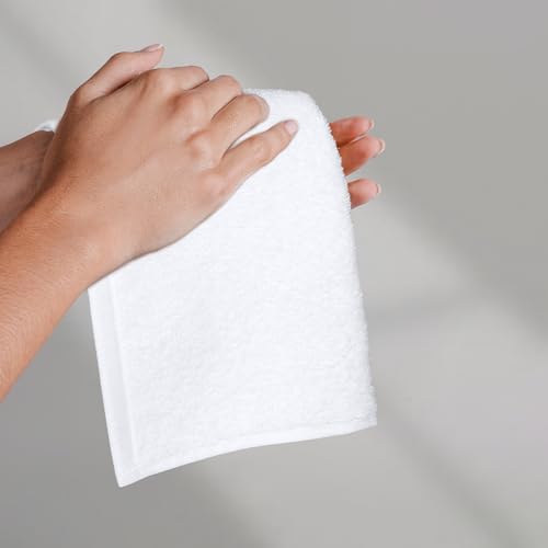 Amazon Basics Fast Drying Cotton Washcloths 12x12 White 24-Pack