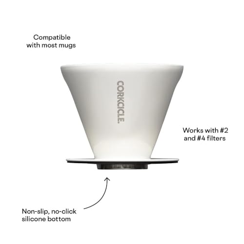 Corkcicle Pour Over - Pour Over Coffee Maker for Your Home - Insulated Stainless Steel - BPA Free - Easy to Clean - Non-Slip Silicone Base - Fits Any Mug - Tool for a Home Barista - Oat Milk