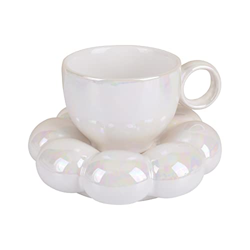 Koythin 6.5oz Sunflower Ceramic Mug Pearl White Tea Latte Cup