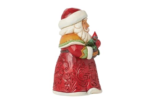Jim Shore Heartwood Creek Santa with Cardinal Miniature Figurine - Hand-Painted Christmas Decor