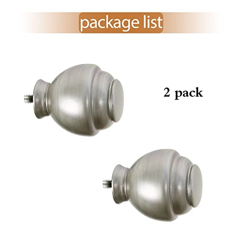 Silver Round Curtain Rod Finials, Set of 2 for 5/8 or 3/4 Inch Rods