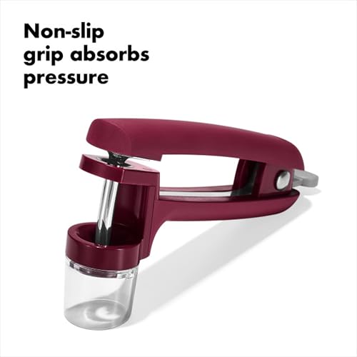 Cherry & Olive Pitter Tool with Splatter Shield & Non-Slip Grip - Beet