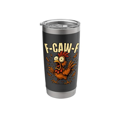 20oz Black Stainless Steel Insulated Tumbler with Rooster Meme Design