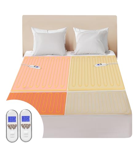 Queen Size Heated Mattress Pad with Multi-Zone Heating & Dual Controllers