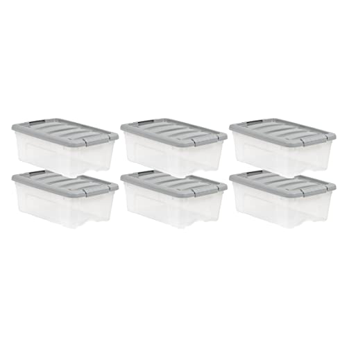12-Quart Plastic Storage Containers with Latching Lids Set of 6