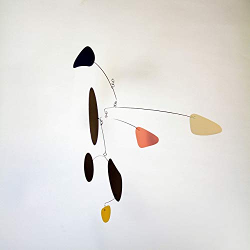 Blue Moon Hanging Art Mobile, Modern Metal Kinetic Sculpture for Indoor Outdoor