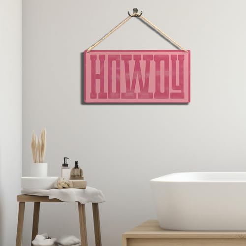 Howdy Wall Sign, Hot Pink Cowgirl Western Decor, 12x6 Inch Wood Wall Art
