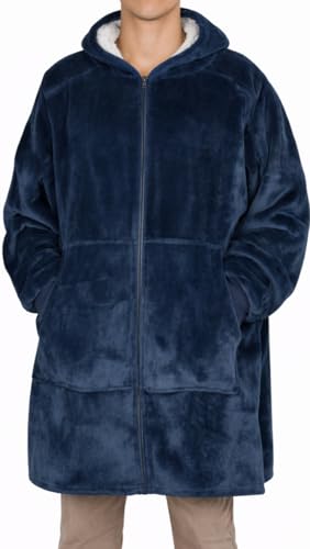 Wearable Fleece Blanket Hoodie with Full-Arm Access for Medical Treatment