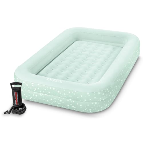 Kids Inflatable Travel Air Mattress Bed with Raised Sides & Hand Pump