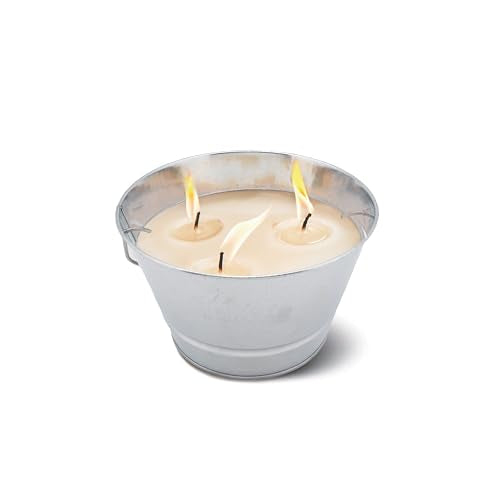 Triple-Wick Outdoor Citronella Candle Bucket - 28 oz Galvanized Metal