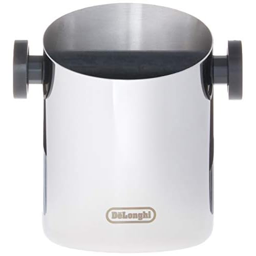 De'Longhi Knock Box for Coffee & Espresso Grounds, Easy & Mess-Free Disposal of Coffee Puck, Removable Bar and Non-Slip Base, Dishwasher Safe, Stainless Steel, 4-inch diameter,Silver
