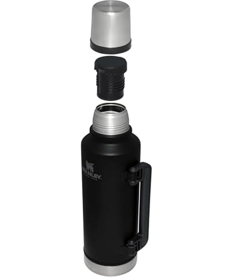 Stanley Classic Legendary Vacuum Bottle 2.0 qt | Wide Mouth with Leakproof Cup Lid | Keep Drinks Hot or Cold | Packable for Travel | Insulated Stainless Steel Thermal Bottle | BPA-Free | Black 2.0