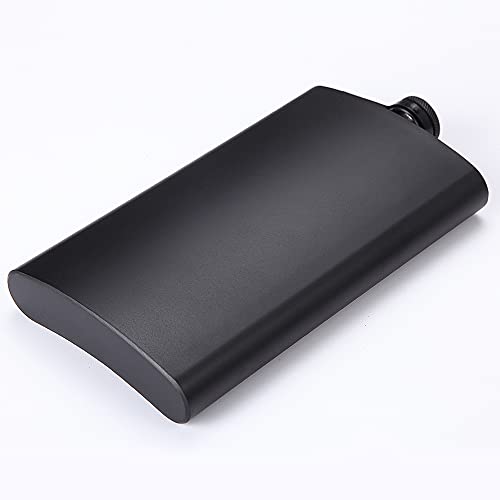 FYL Matte Black 12oz Stainless Steel Hip Flask with Leakproof Cap & Funnel