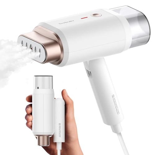 Newbealer Portable Clothes Steamer White-Gold 2 Steam Levels 120V Travel Friendly