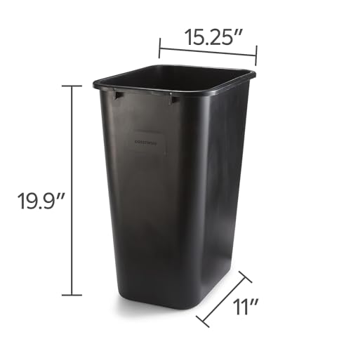 10.25 Gallon Indoor Rectangular Trash Can - Black Plastic Waste Bin