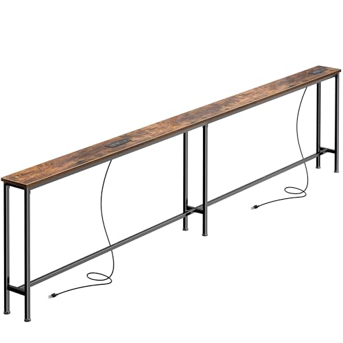 102-Inch Extra Long Narrow Console Table with Power Outlets & USB-C