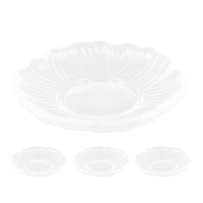 4 Pack Transparent Glass Tea & Coffee Saucers, 3.54 Inch Round