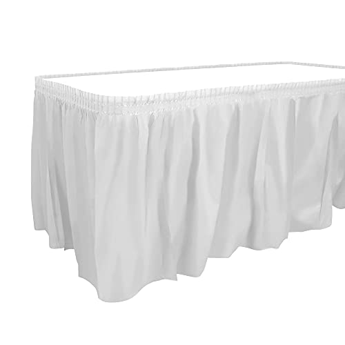 White Plastic Table Skirt - 29-Inch x 14-Foot - 6 Pack for Events