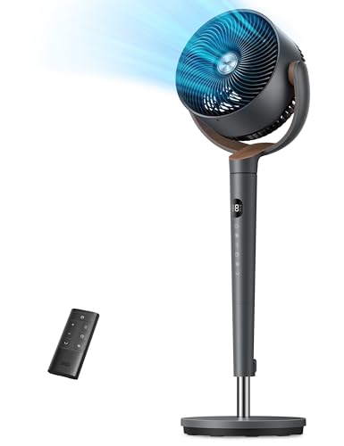DREO Pedestal Fan for Bedroom, 120° Oscillating Quiet Floor Fan with DC Motor