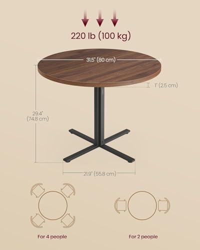 31.5-Inch Round Dining Table, Modern Small Kitchen Table with Steel Frame