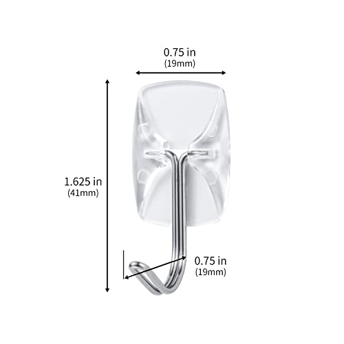 Clear Adhesive Wall Hooks, Damage-Free Hanging Hooks - 15 Pack with 30 Strips