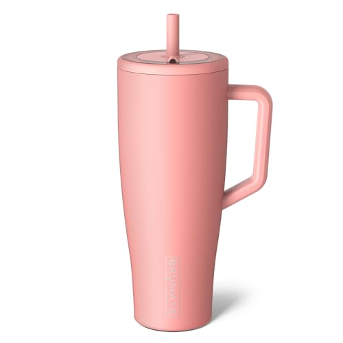 BrüMate Era 40 oz Tumbler - 100% Leakproof Insulated Water Bottle with Handle & Straw | Stainless Steel (Guava)