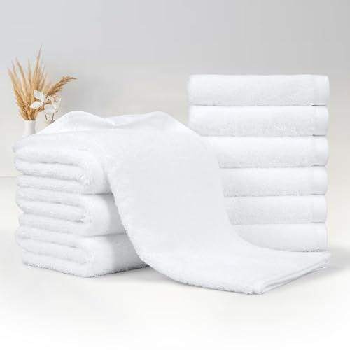 Amazon Basics Soft Cotton Hand Towels 16x26 White 12-Pack