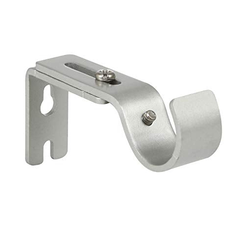 Heavy Duty Adjustable Curtain Rod Brackets for 1-Inch Rods, Silver (Set of 2)