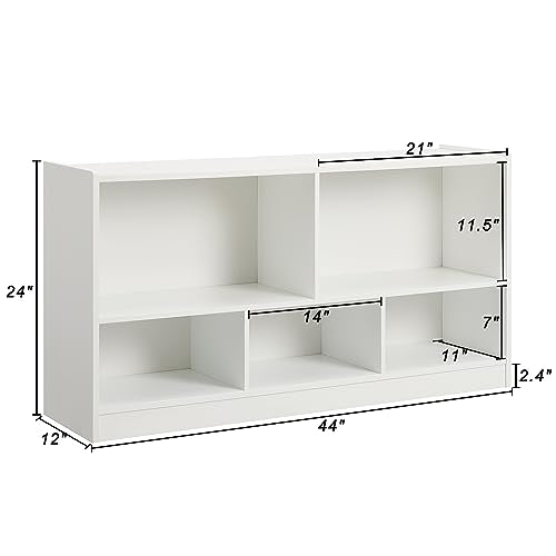 5-Section Kids Toy Storage Organizer and Wooden Bookshelf for Playroom