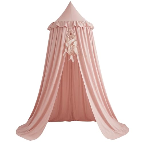 Large Princess Bed Canopy for Girls, Ruffled Edge Play Tent for Bedroom