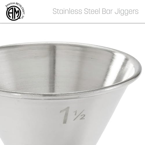 American Metalcraft J212 Stainless Steel Jigger ½ oz. to 1½ oz. Bar Tool - Pack of 1