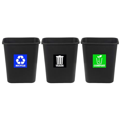 XTRAYXRAY 5x5in Recycle & Trash & Compost Sticker Set of 3 – Vinyl Decals for Bins