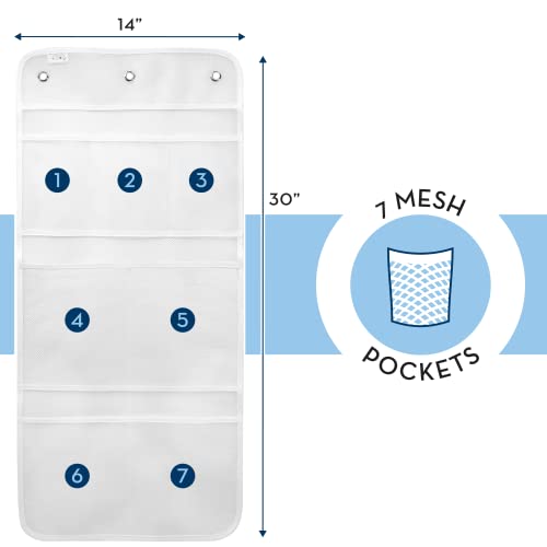 Hanging Mesh Shower Caddy Organizer - 2 Pack, 14" x 30", White
