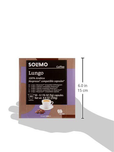 Solimo Lungo Capsules - Medium Roast, Compatible with Nespresso Original Brewers | 50 Count Pack