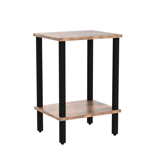 2-Tier End Tables Set of 2 - Rustic Side Table & Nightstand for Small Spaces