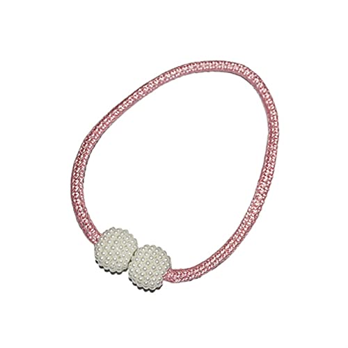 Magnetic Curtain Tiebacks with Pearl Ball, 3-Piece Braided Rope Set
