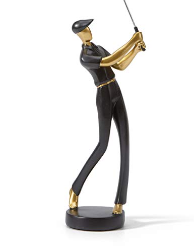 HAUCOZE Golfers Figurine – 9.4 Inch White Polyresin Desk Statue for Home & Office Decor