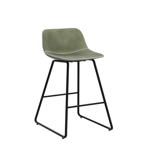 Set of 3 Faux Leather Counter Height Bar Stools, 26-Inch with Back