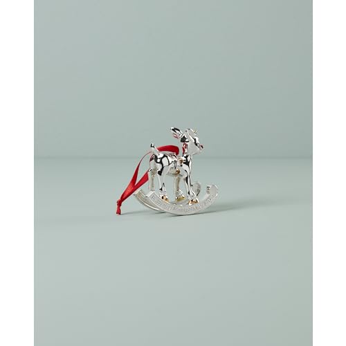 Baby's First Christmas Ornament Rudolph Silverplate with 24K Gold Accents