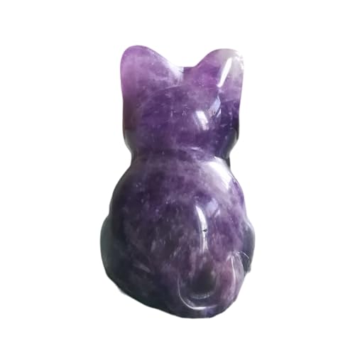 Natural Amethyst Crystal Cat Figurine, 1.5 Inch Hand-Carved Healing Stone