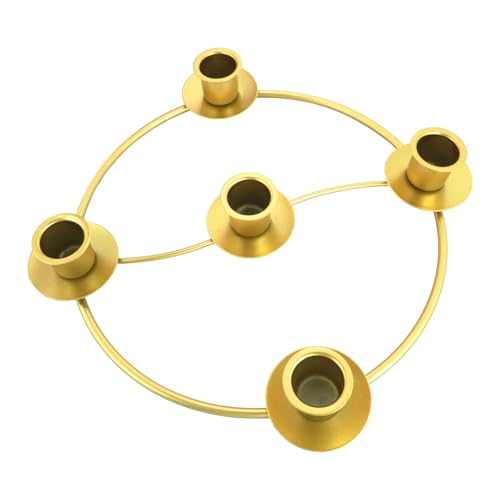 Gold Metal Advent Wreath Candle Holder Ring - Fits 5 Taper Candles
