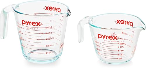 Glass Measuring Cup Set (2-Piece) - 1 & 2 Cup Heat-Resistant Tempered Glass