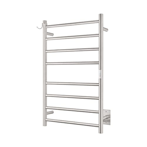 8-Bar Stainless Steel Towel Warmer - Wall-Mounted Plug-in or Hardwired