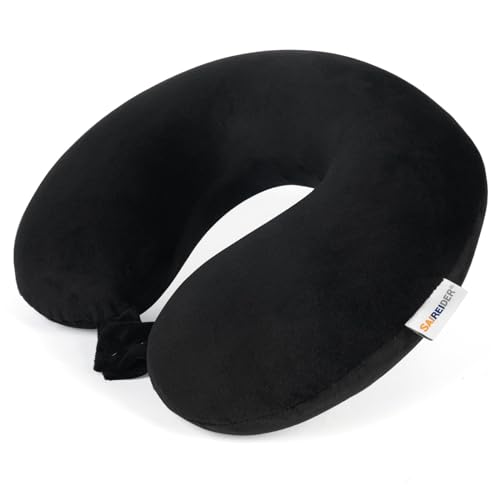 SAIREIDER Memory Foam Travel Pillow - 360 Neck Support Airplane Pillow (Black)