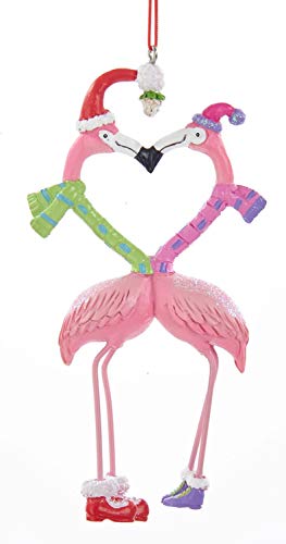 Kurt Adler Kissing Flamingos Christmas Ornament - Whimsical Holiday Decor