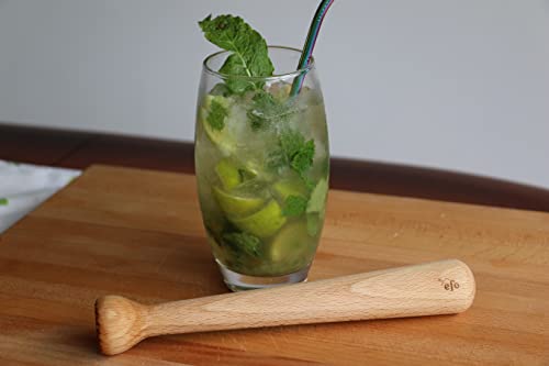 Wooden Cocktail Muddler for Bar & Kitchen - Durable Beechwood Ice Crusher & Herb Masher