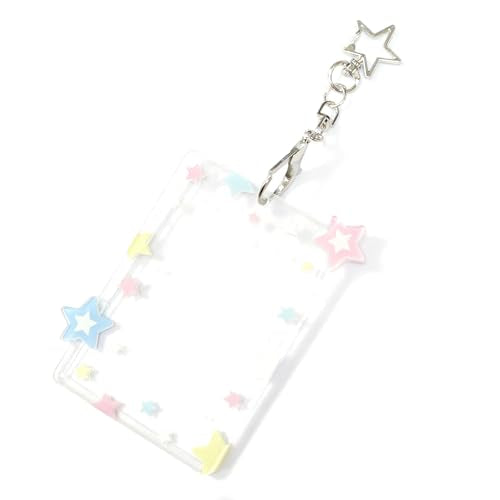 Acrylic Photocard Holder Keychain with Star Pendant for 3 Inch Photos