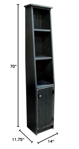Solid Knotty Pine Narrow Hutch - 70-Inch Tall Rustic Wood Storage Cabinet